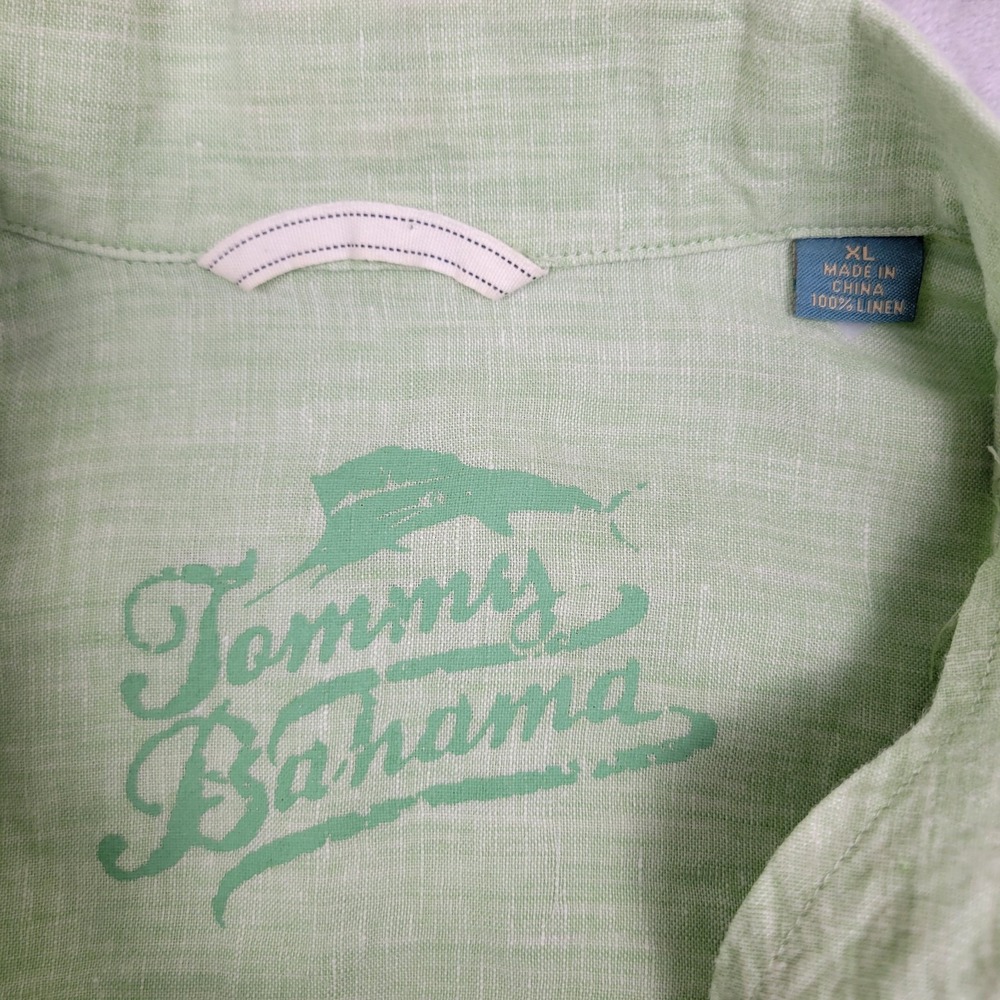 Tommy Bahama Men's XL 100% Linen Mint Green Button Up Shirt Short Sleeve - Picture 4 of 9